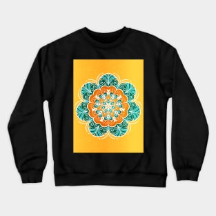 Blue, Orange & Yellow Flower Mandala Crewneck Sweatshirt